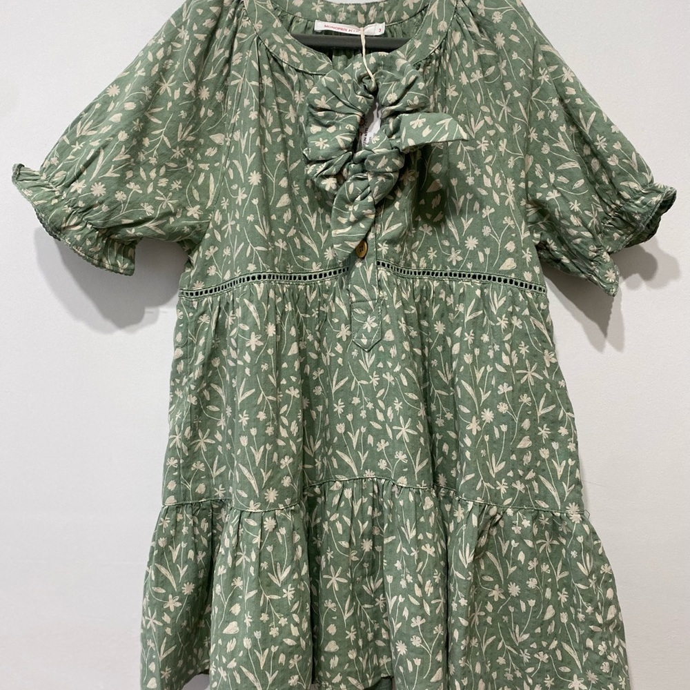 Green Floral Print Dress 3-4 years